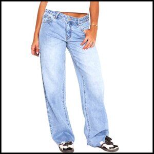 Baggy Boyfriend Jeans Wide Straight Leg Y2K Denim Casual Loose Fit
